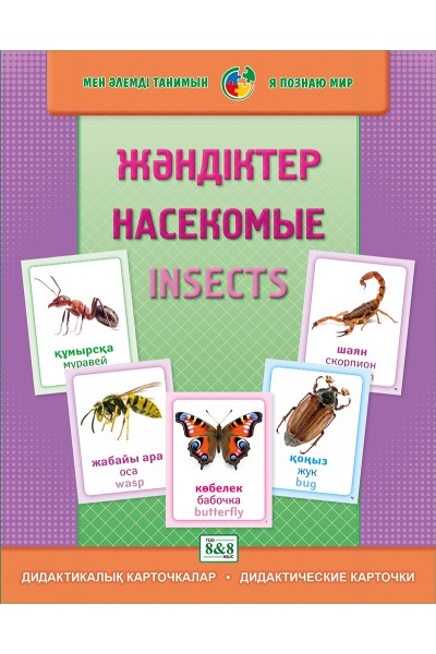 Дидактикалық карточкалар / Дидактические карточки. Жәндіктер. Насекомые. Insects